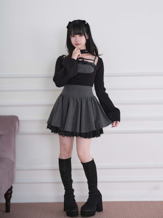 Cable Knit & Plaid Dress Set