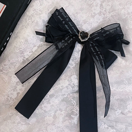 Heart Jewel Ribbon Brooch