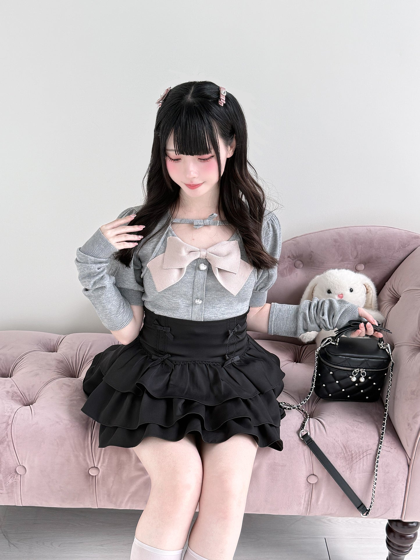 3段ティアードレースリボンスカート