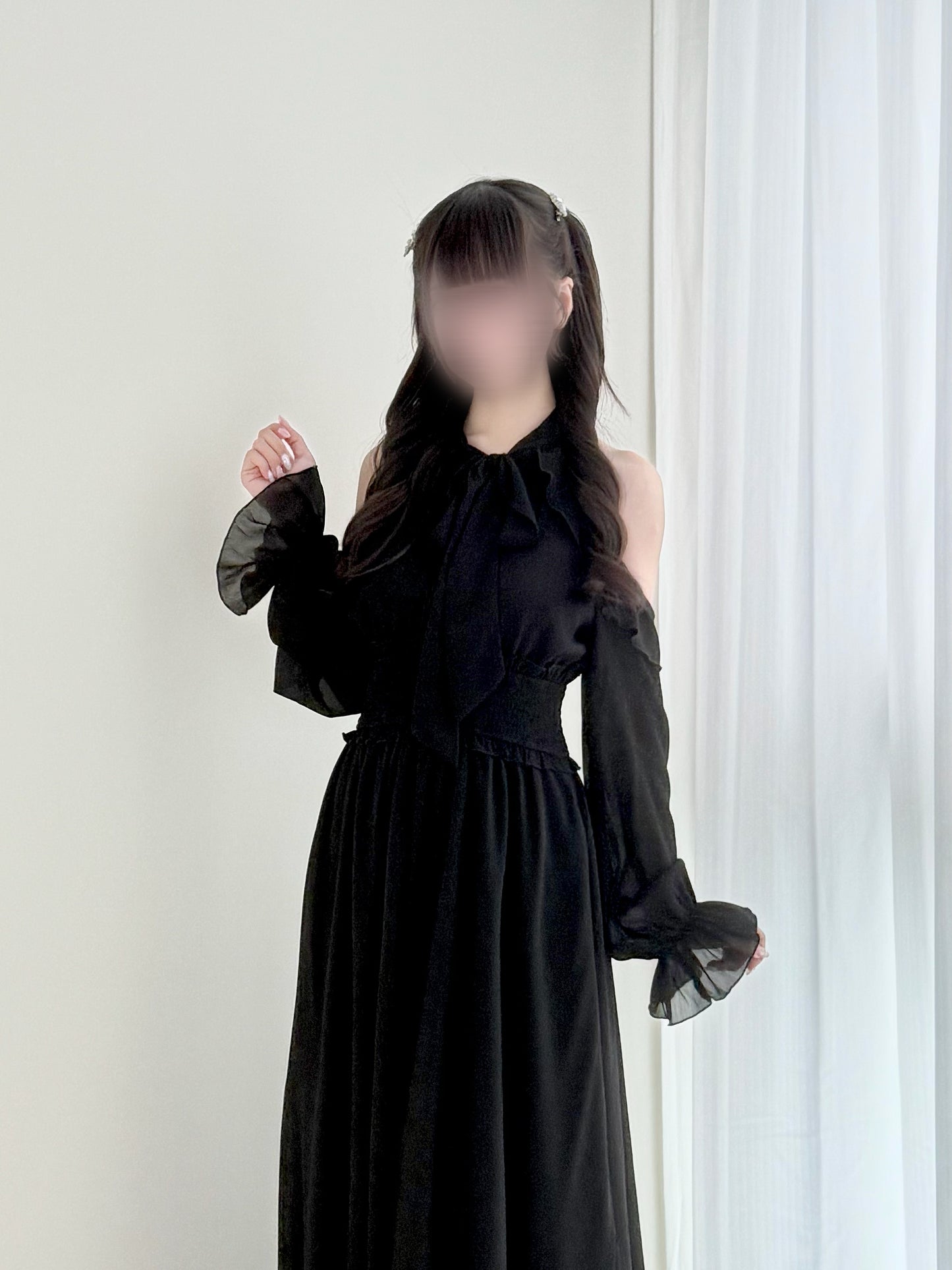 ロングフリルオフショルダーワンピ