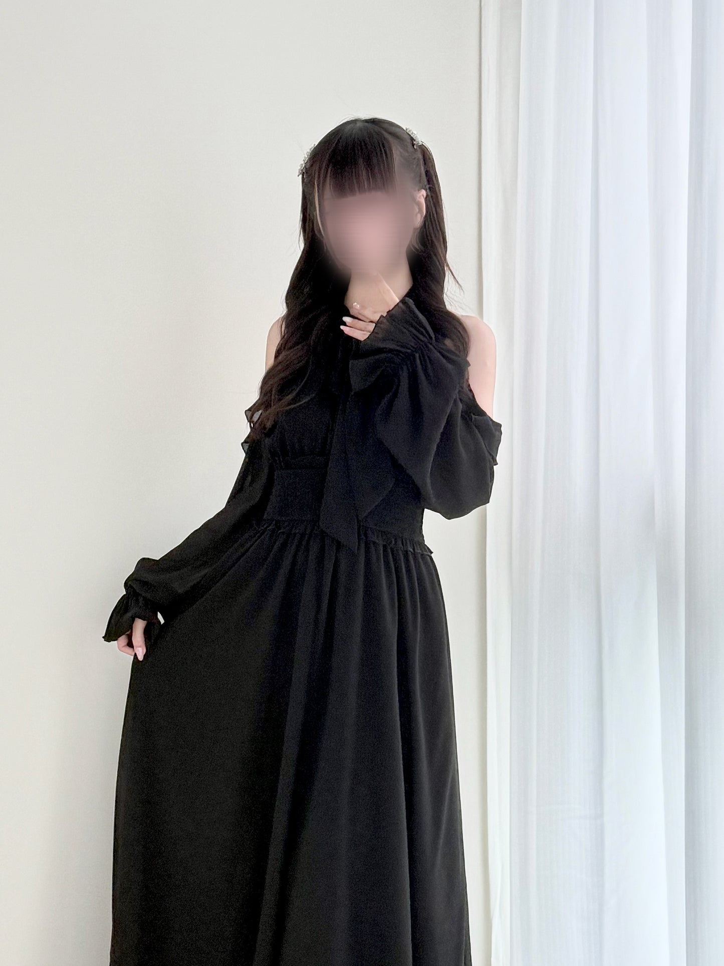 ロングフリルオフショルダーワンピ