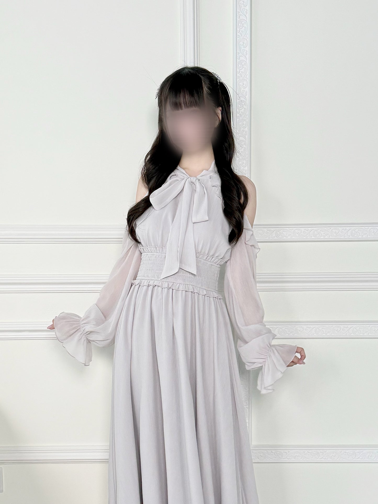 ロングフリルオフショルダーワンピ
