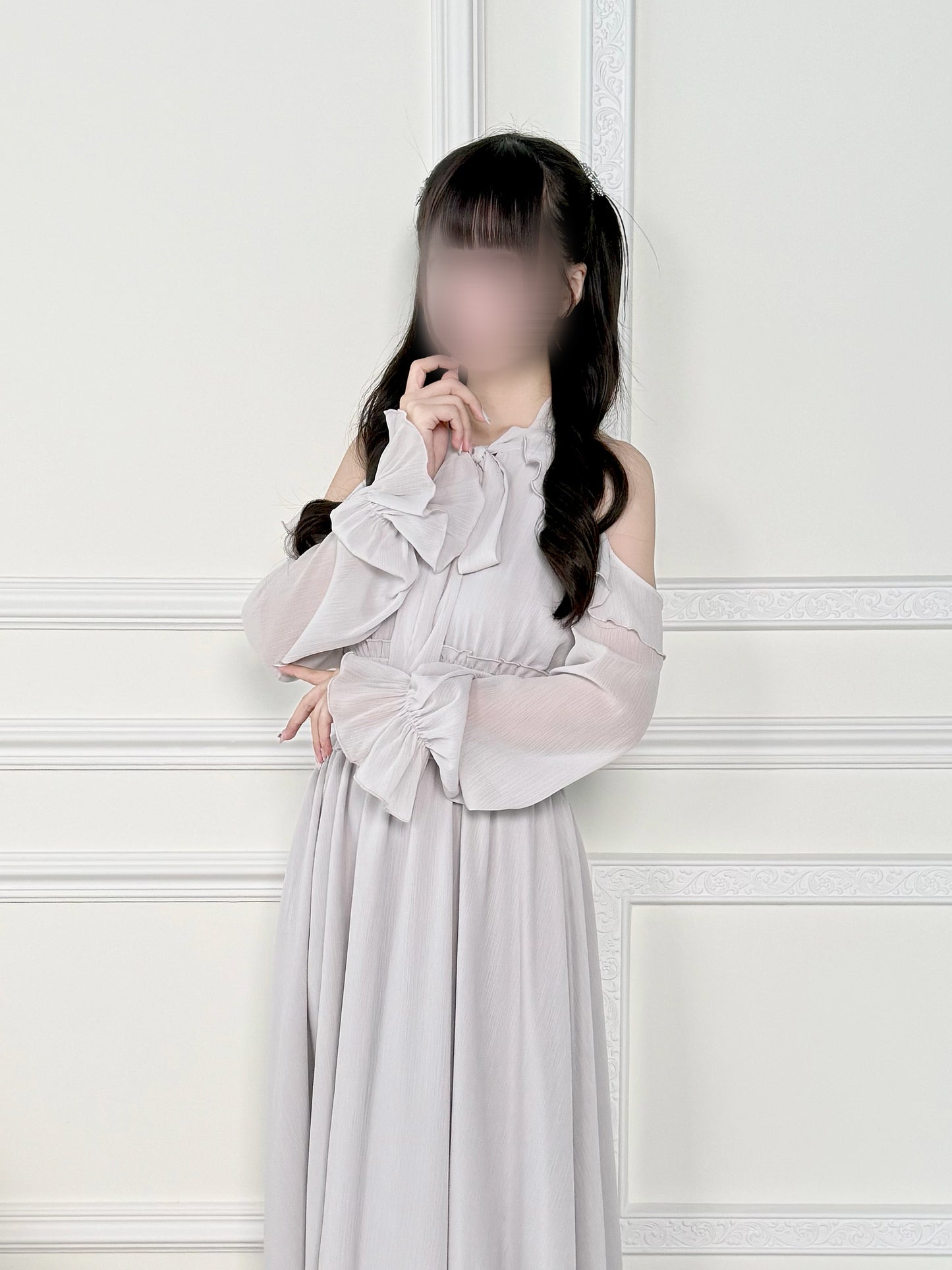 ロングフリルオフショルダーワンピ