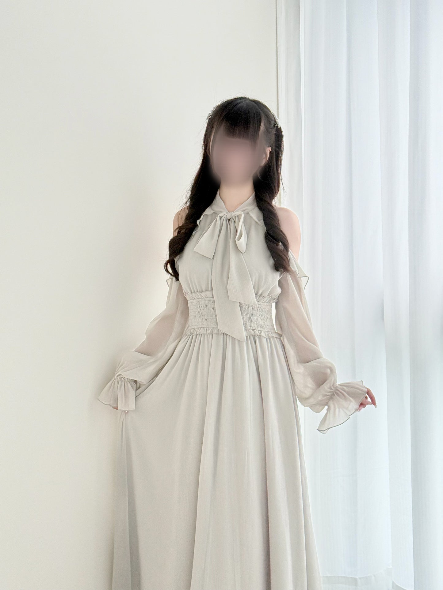 ロングフリルオフショルダーワンピ