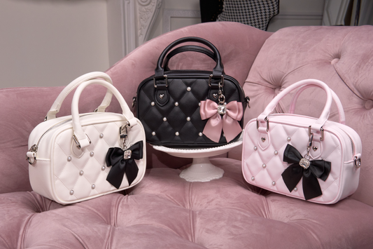 Pearl Quilted Ribbon Shoulder Bag