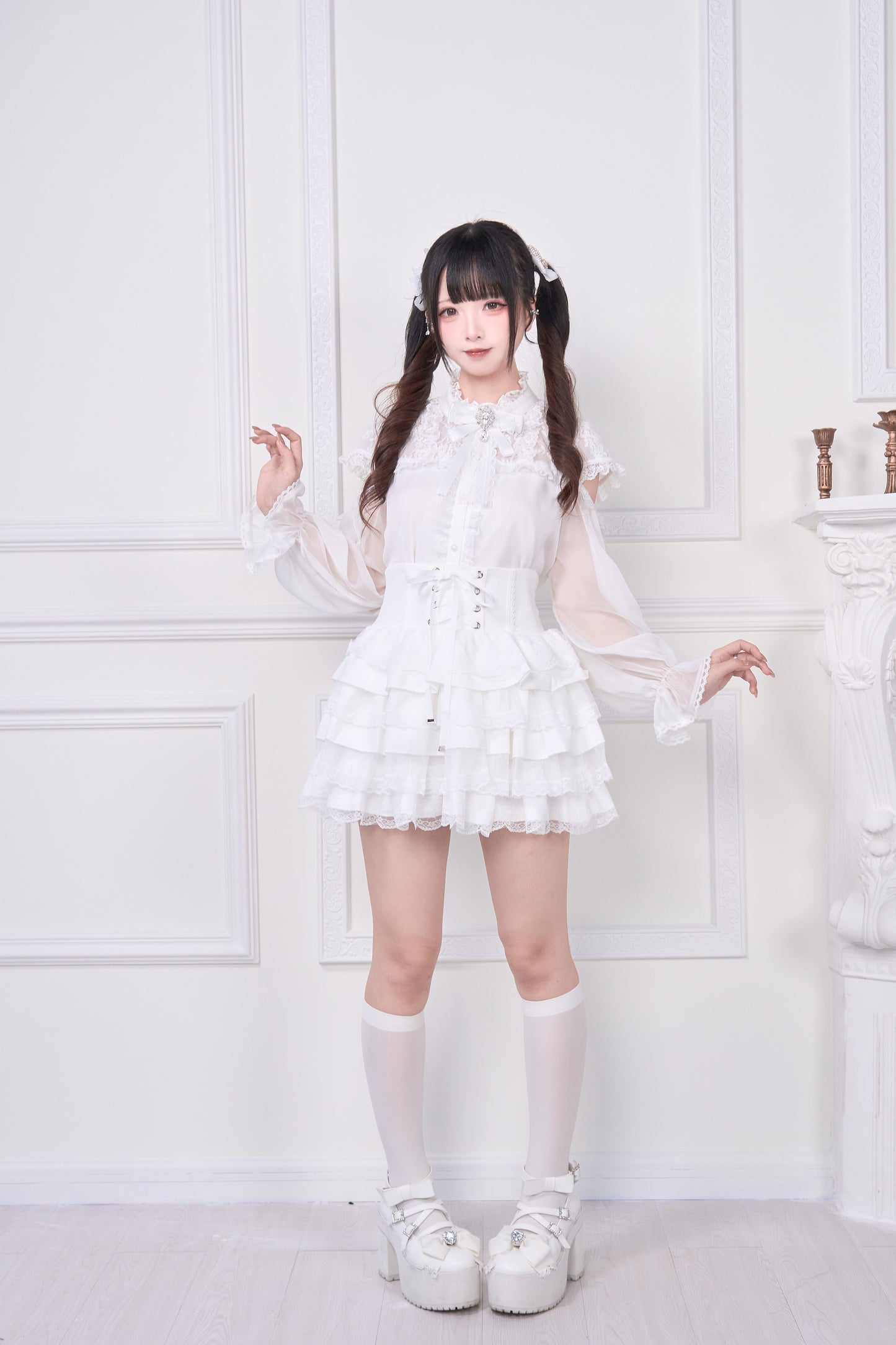 ダブルレイヤーシフォンブラウス