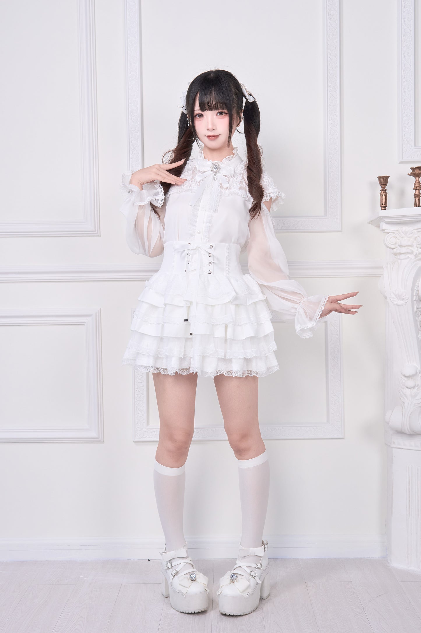 ダブルレイヤーシフォンブラウス