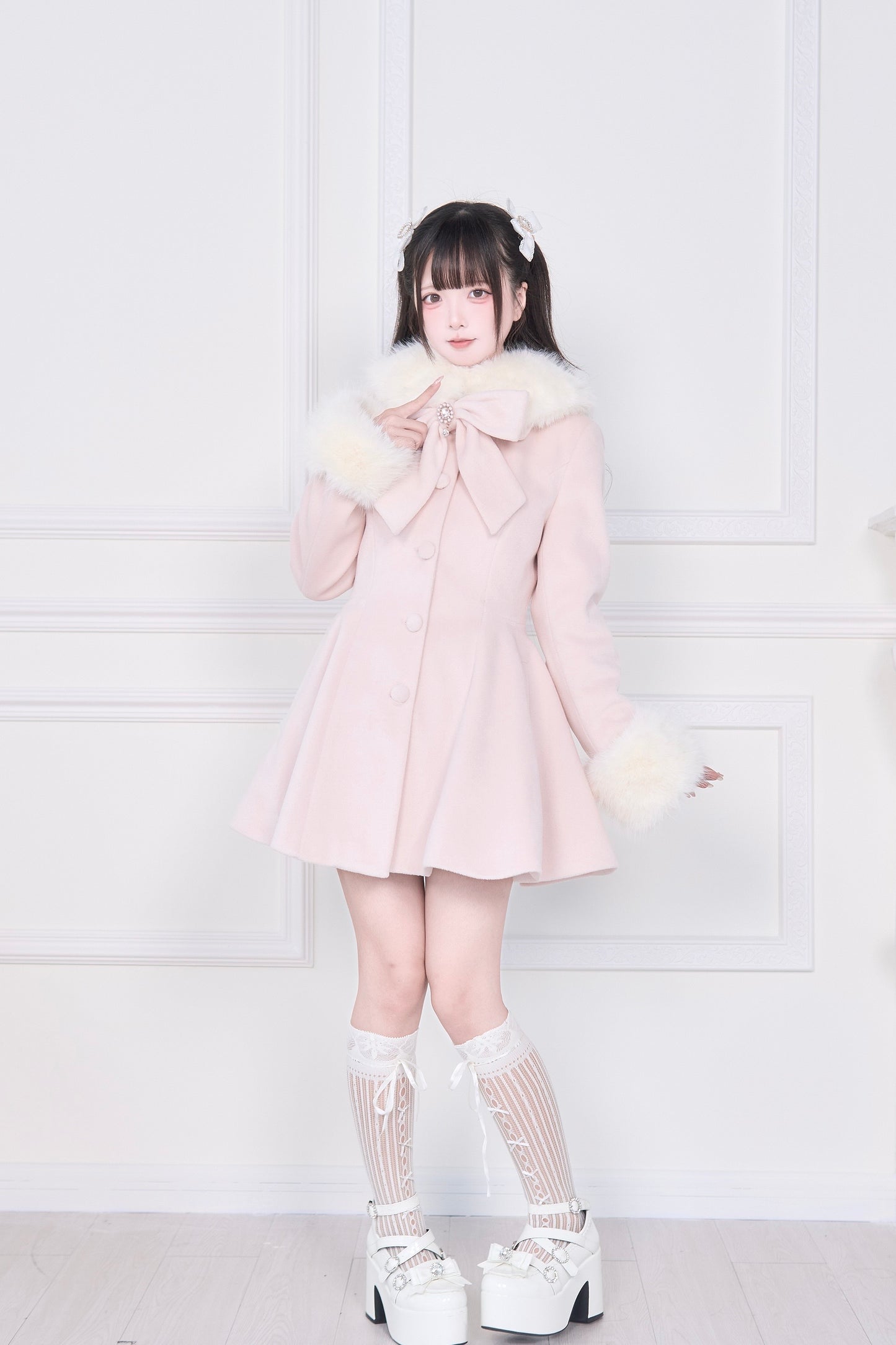 ケープファーフレアコート