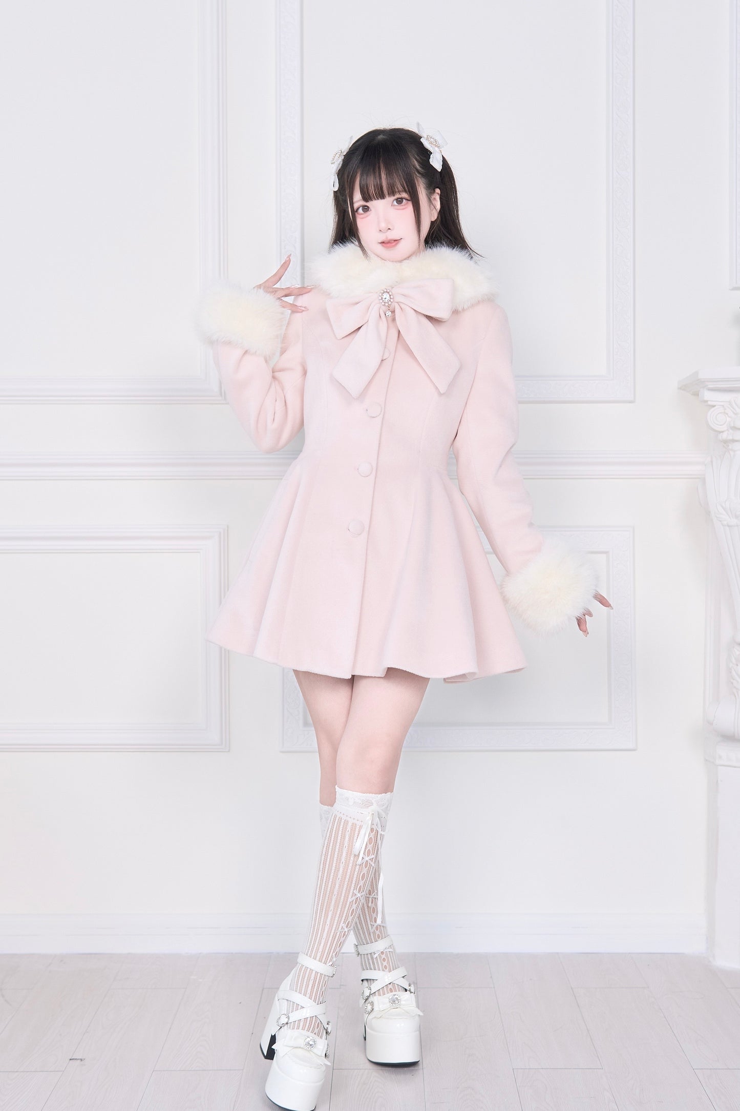 ケープファーフレアコート