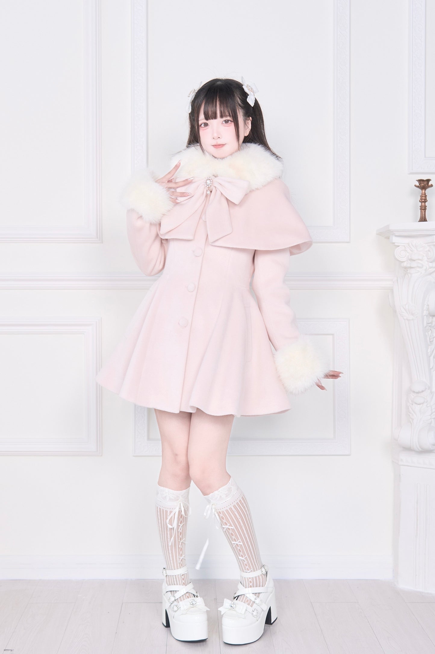 ケープファーフレアコート