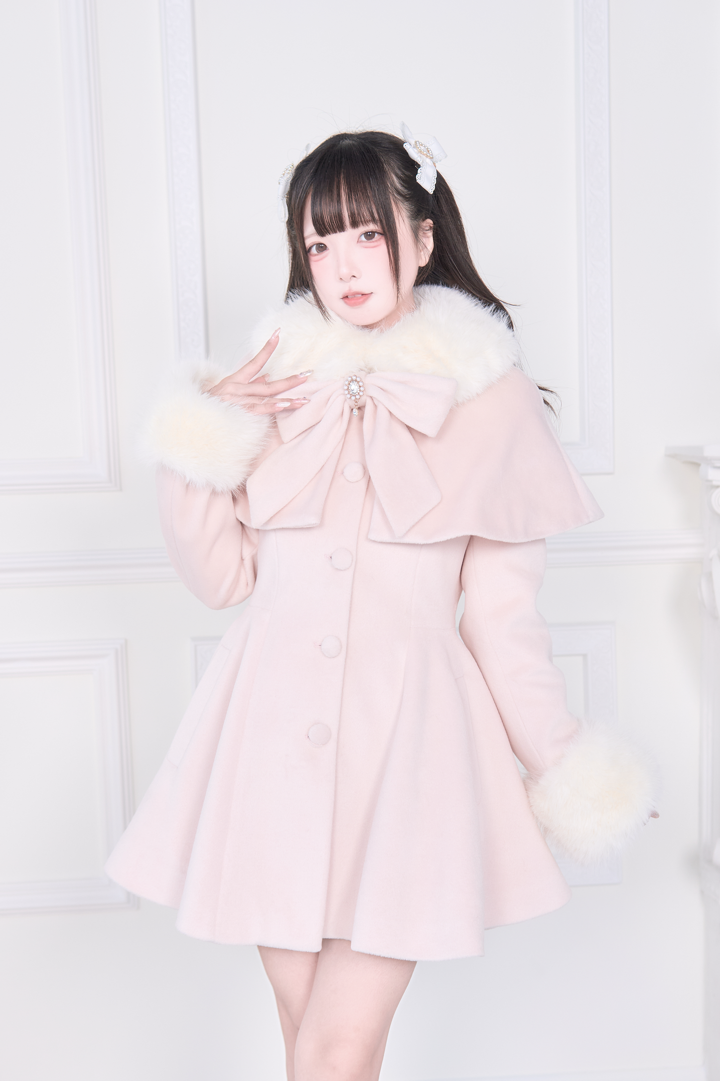 ケープファーフレアコート