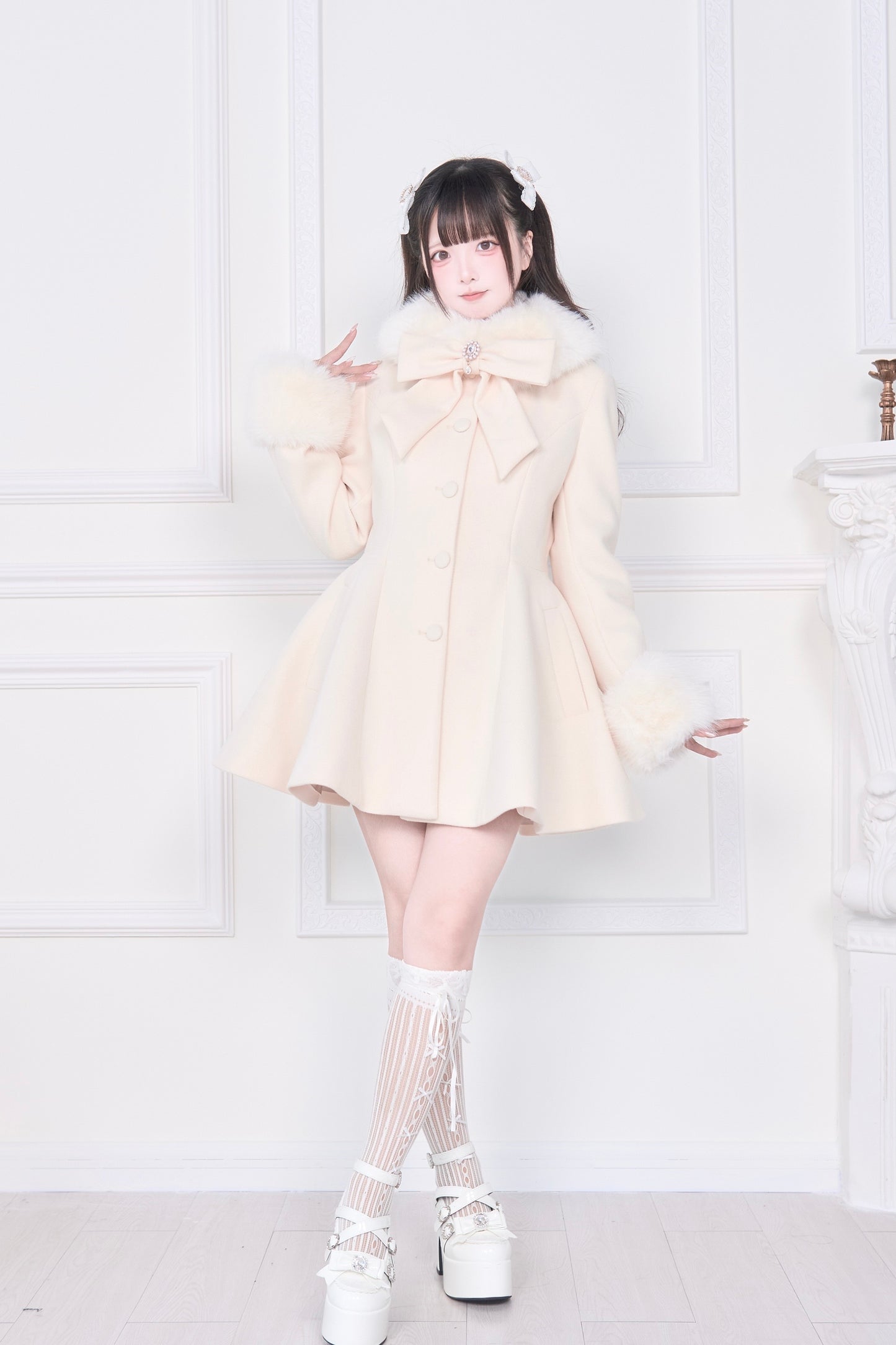 ケープファーフレアコート
