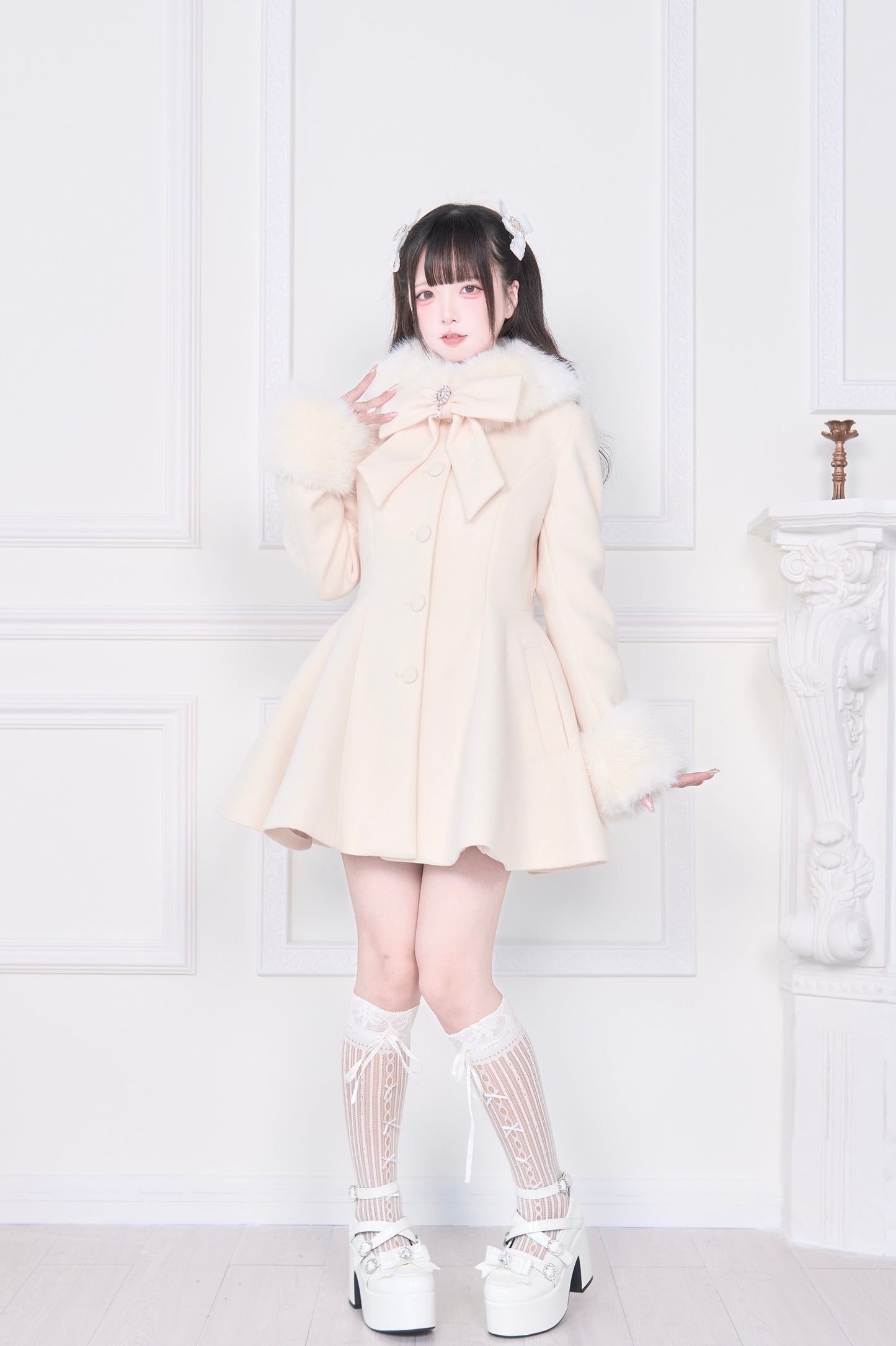 ケープファーフレアコート