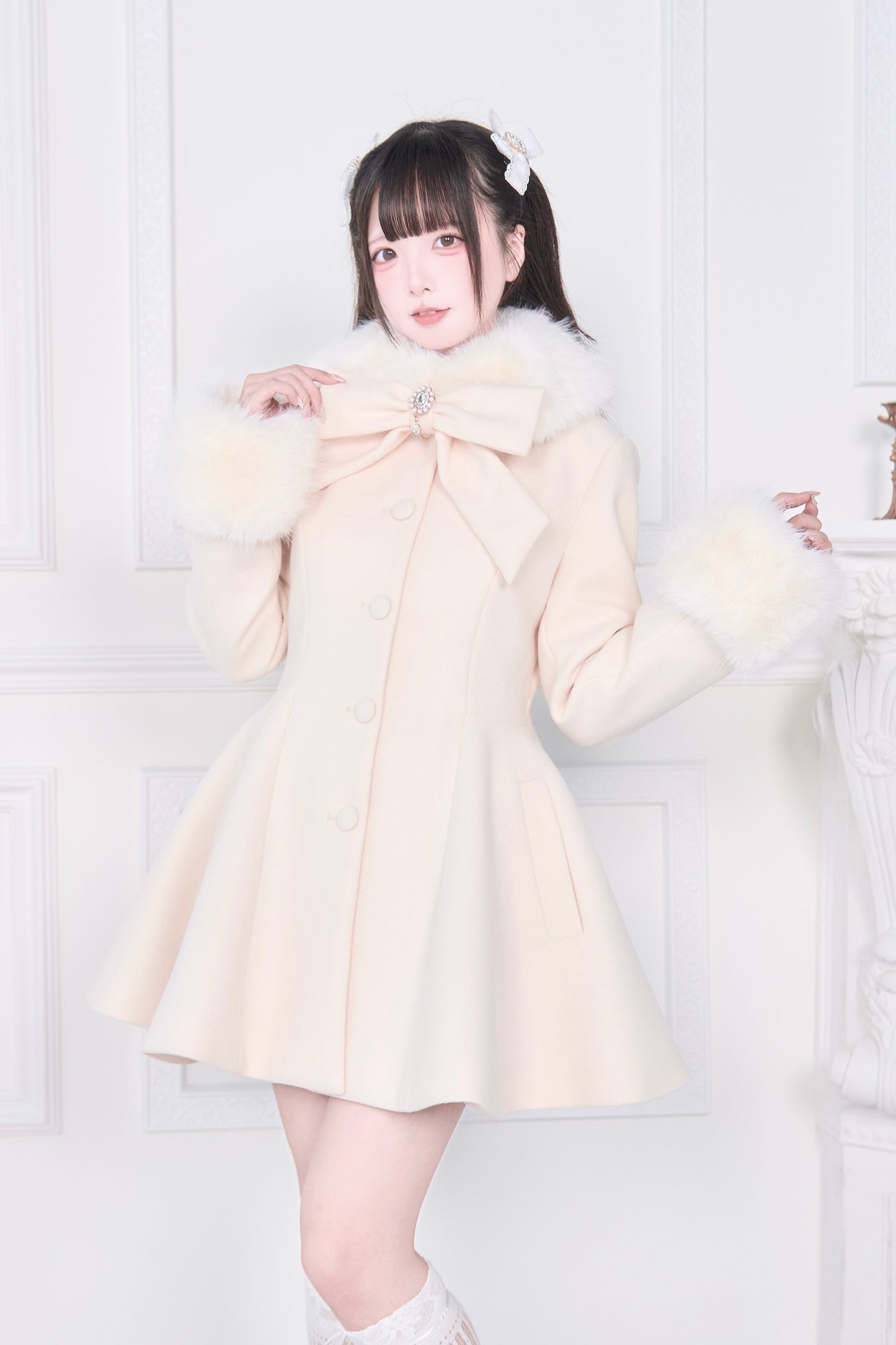 ケープファーフレアコート