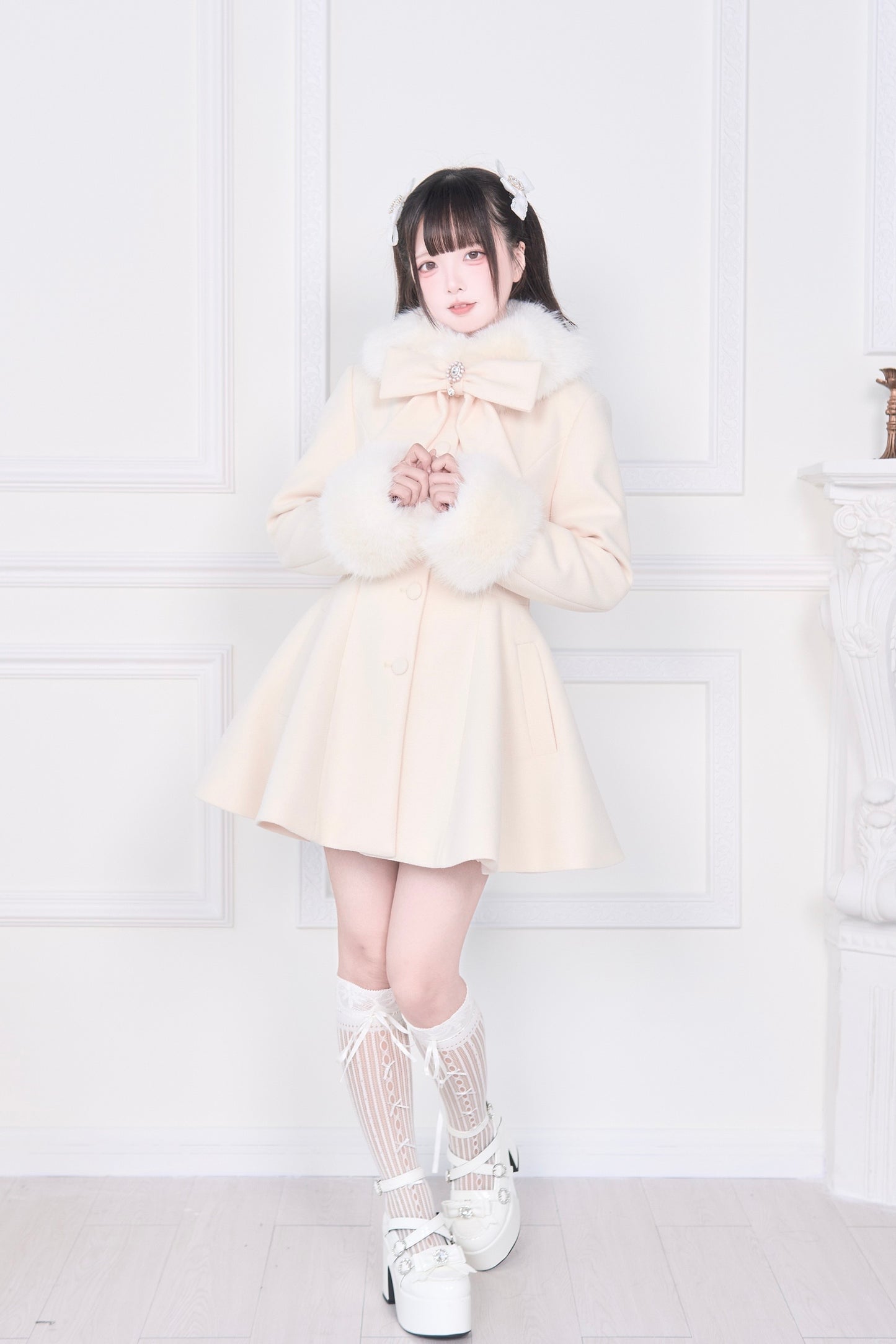 ケープファーフレアコート