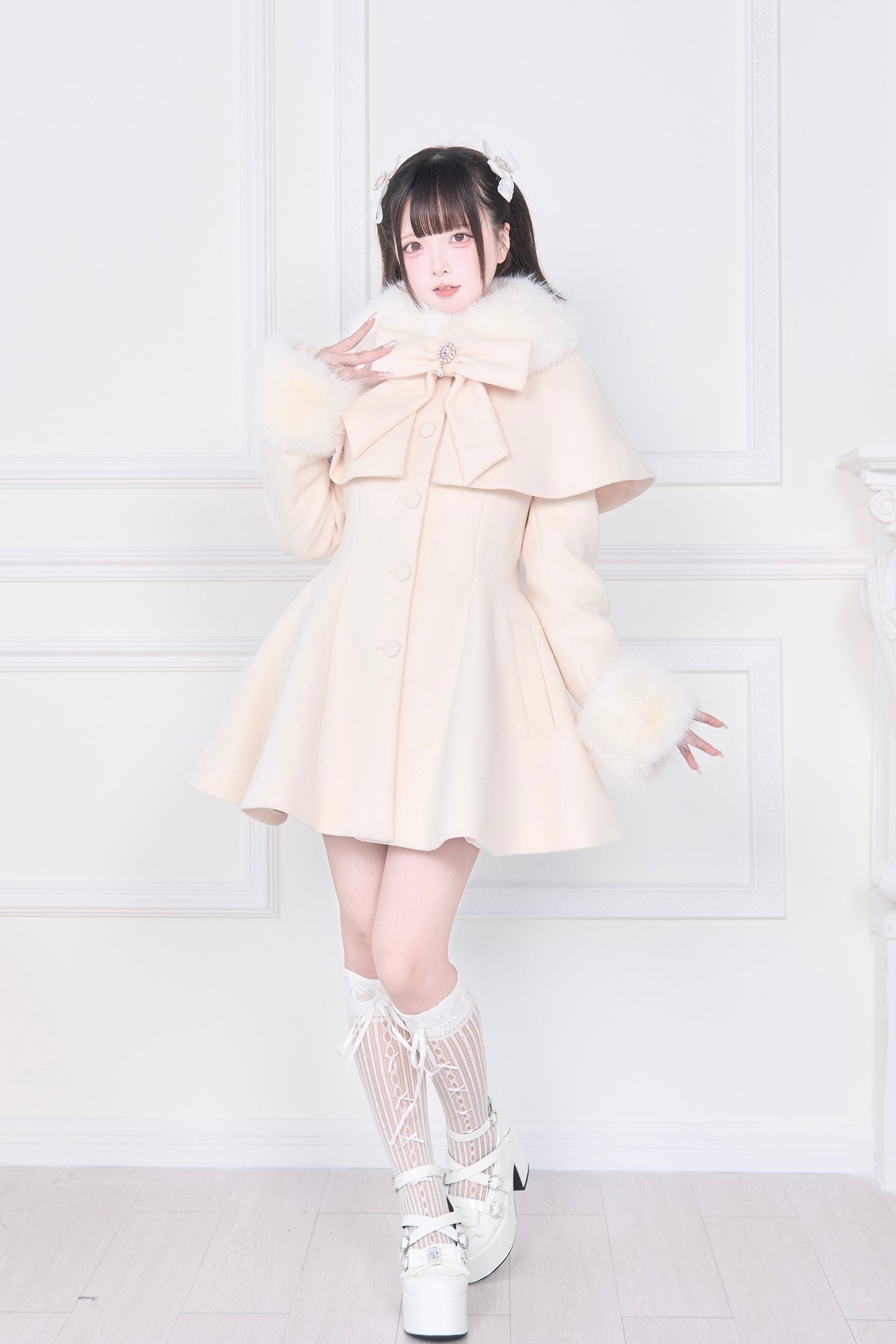 ケープファーフレアコート