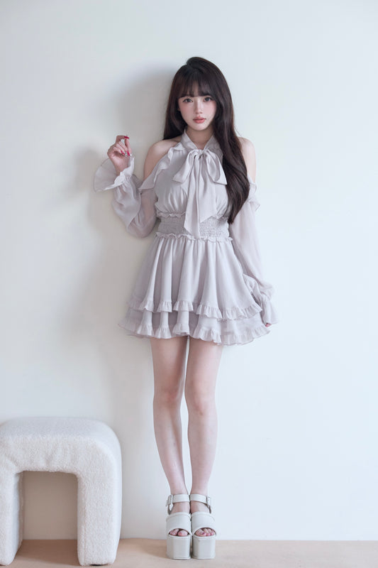 Frilled off-the-shoulder dress