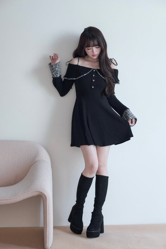 Checkered Mix Cut Dress