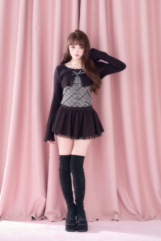 Checked cami and knit bolero