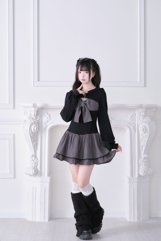 ビッグリボン フーディードッキングワンピース