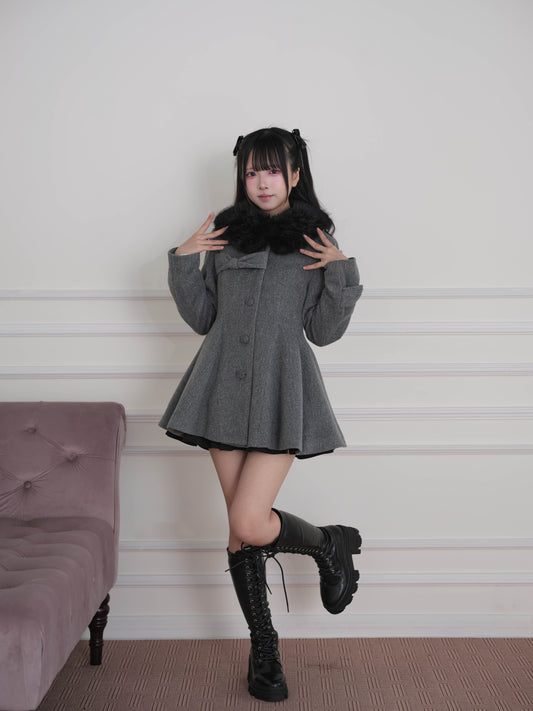 リボンファーフレアコート