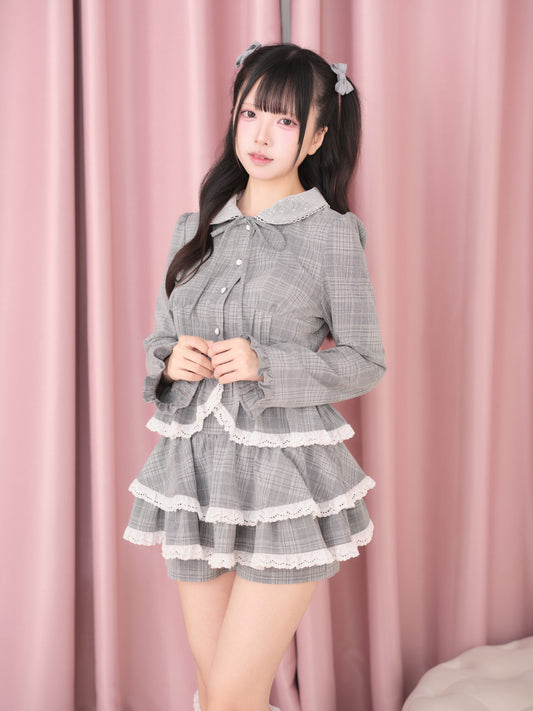 レースペプラムブラウス×キュロットセット
