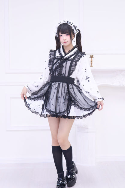 ゴシックシースルーレースメイドエプロン