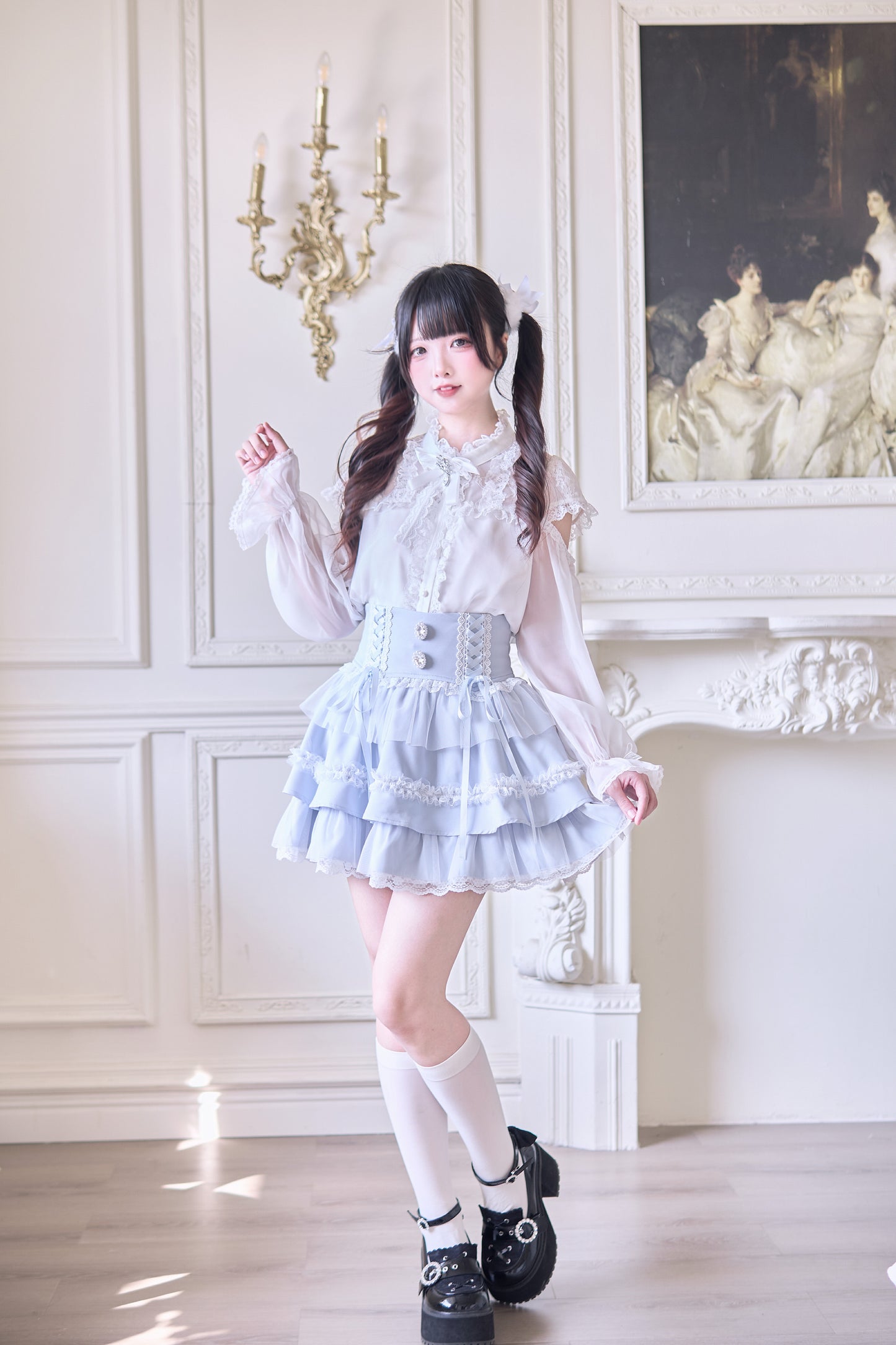 チュールフレアースカート　
