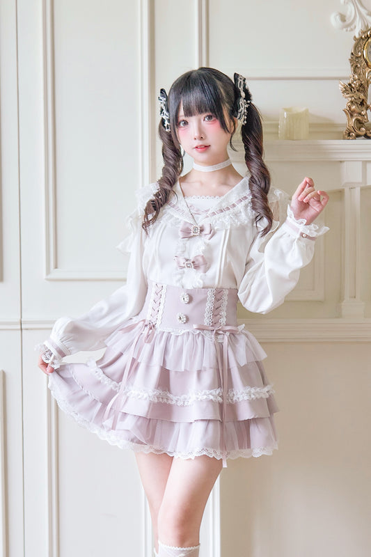 Gothic pinstripe flare skirt