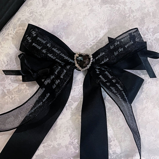 Heart Jewel Ribbon Brooch