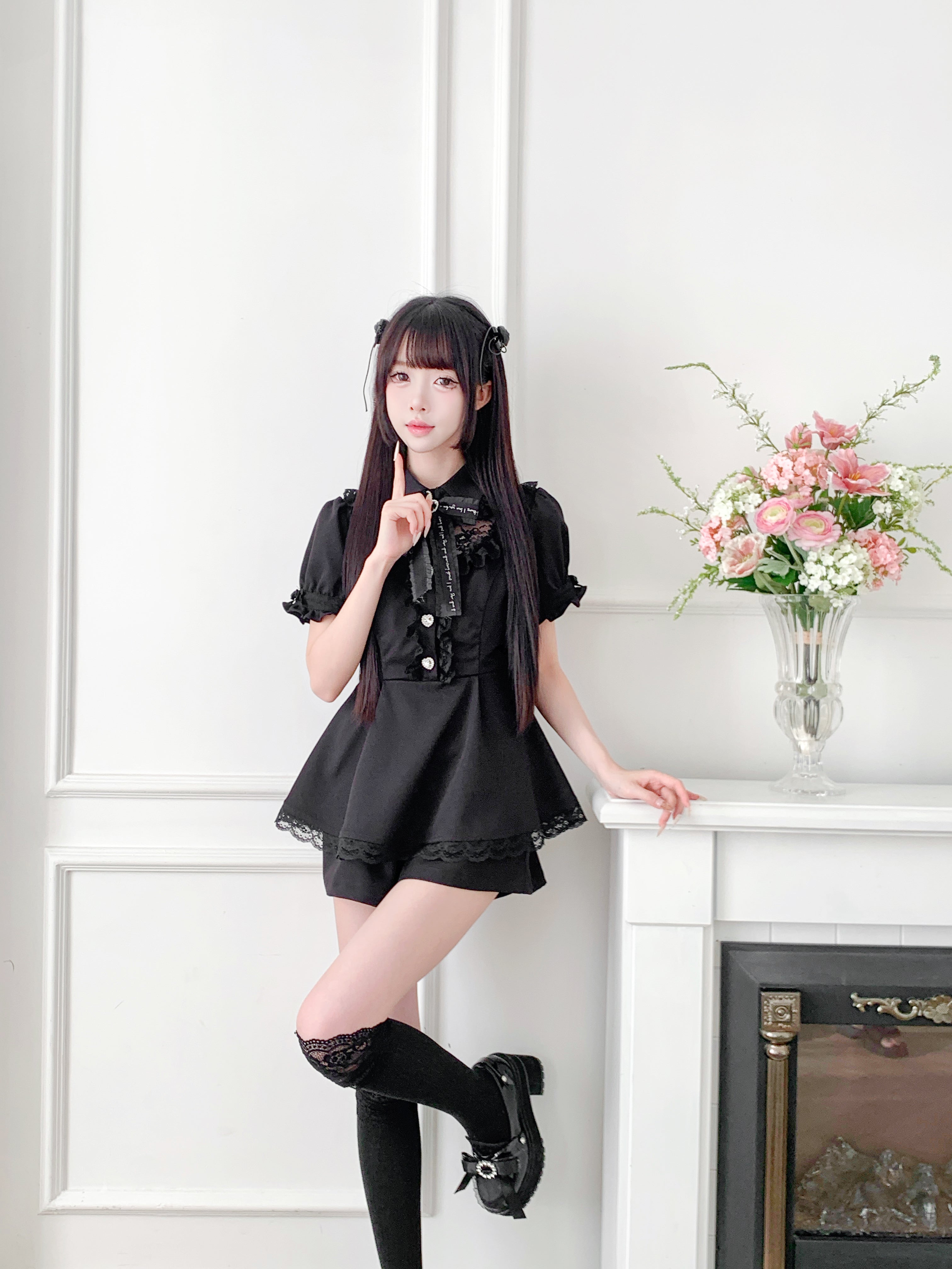 ♡ NoGenki チャイナ風ワンピースセットアップ ブラック ♡ NoGenki チャイナ風ワンピースセットアップ ブラック