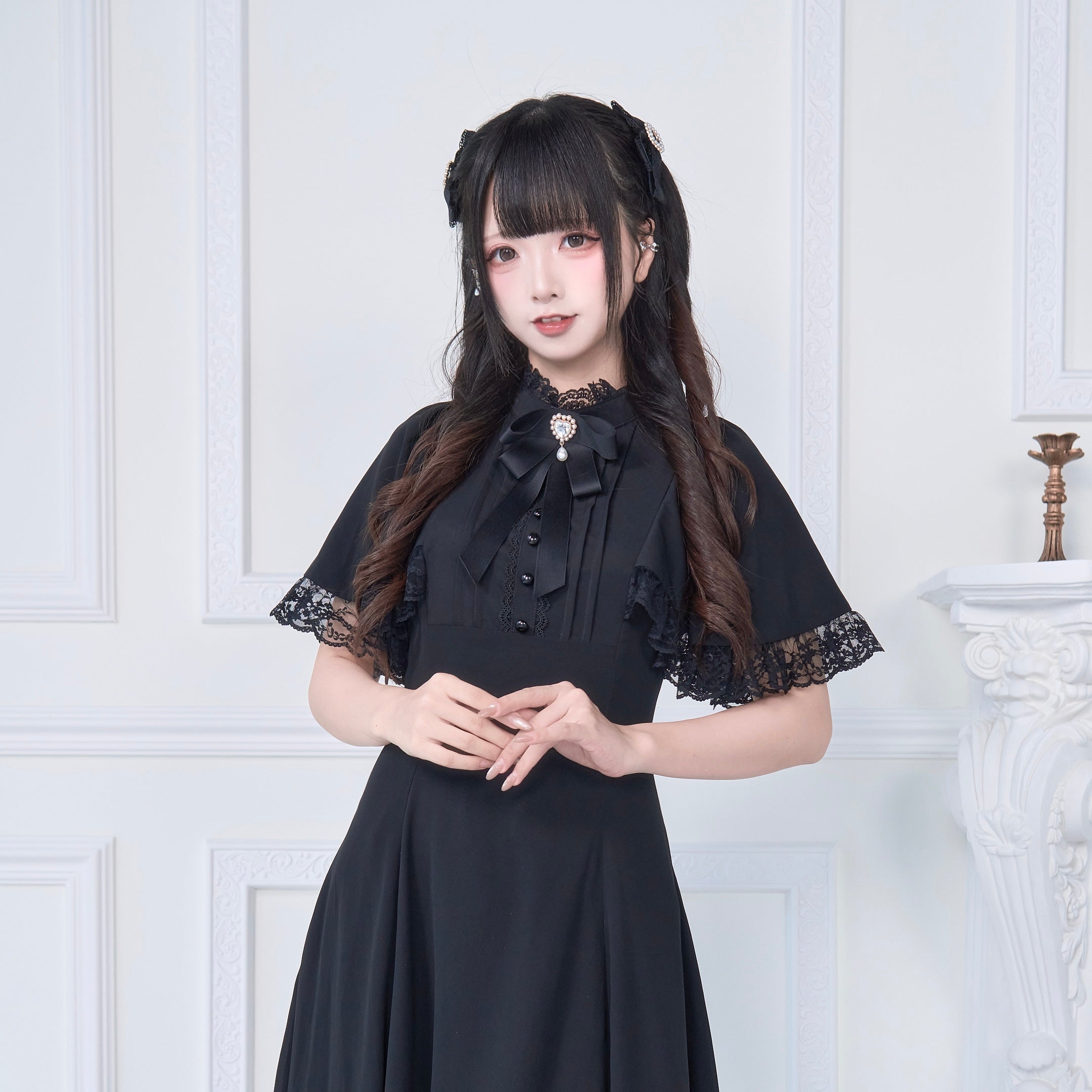 nanunanu　Jワンピ　S ケープ袖シスター風フリルロングワンピース – NoGenki