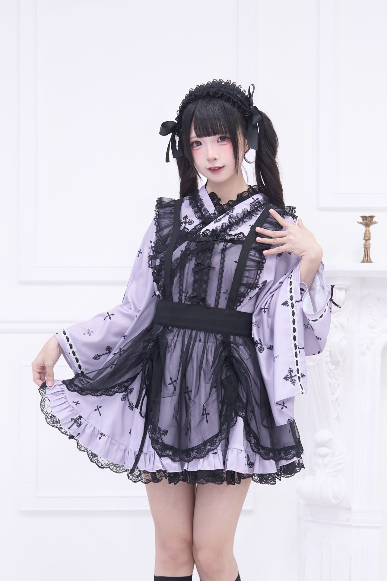 ゴシックシースルーレースメイドエプロン