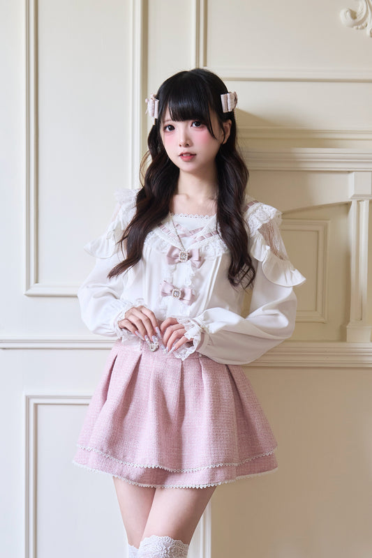 Sailor lace-up yoke blouse