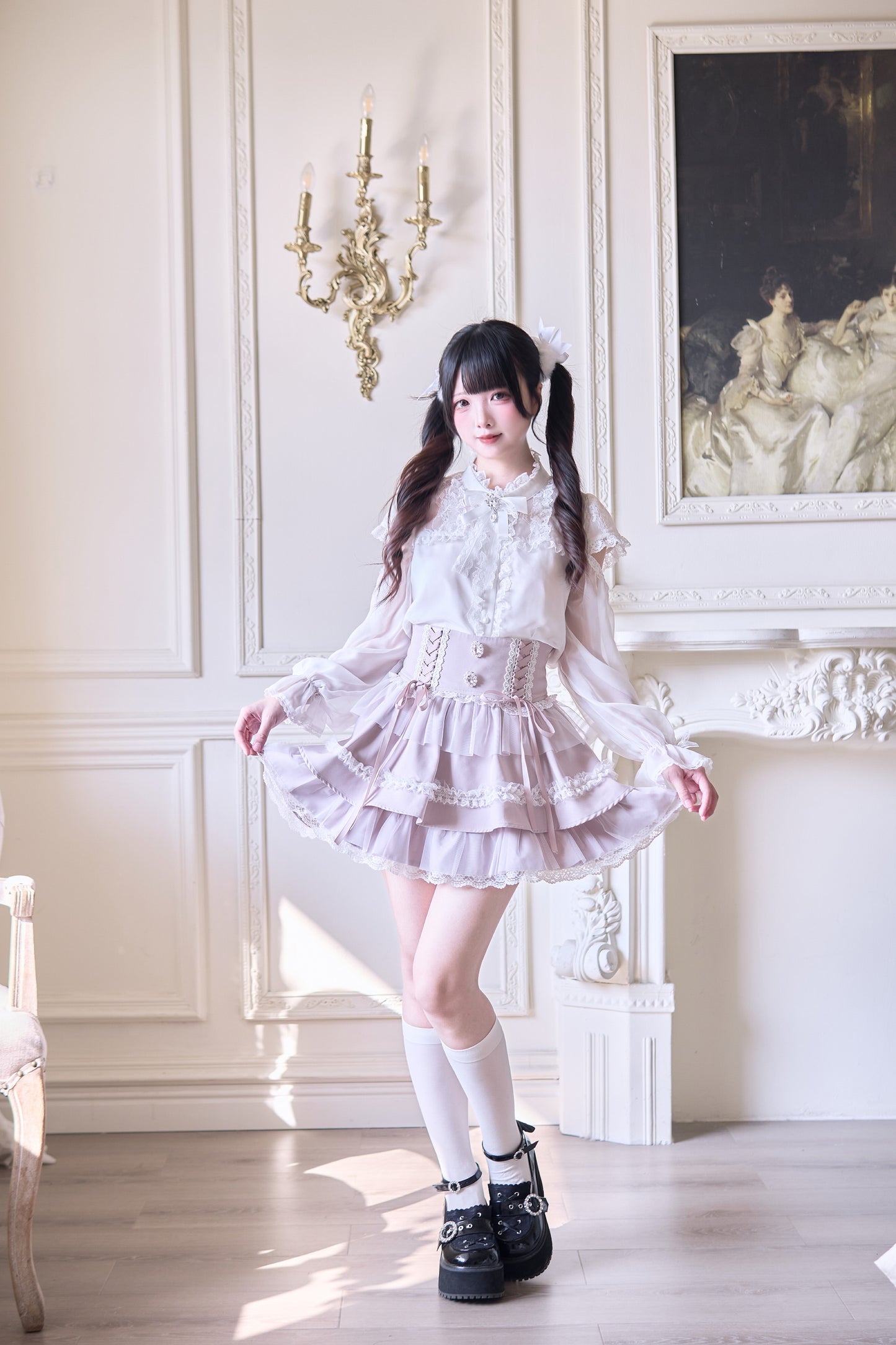 チュールフレアースカート　