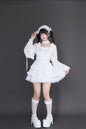 透け感ゴス姫袖ブラウスフレアスカートセット