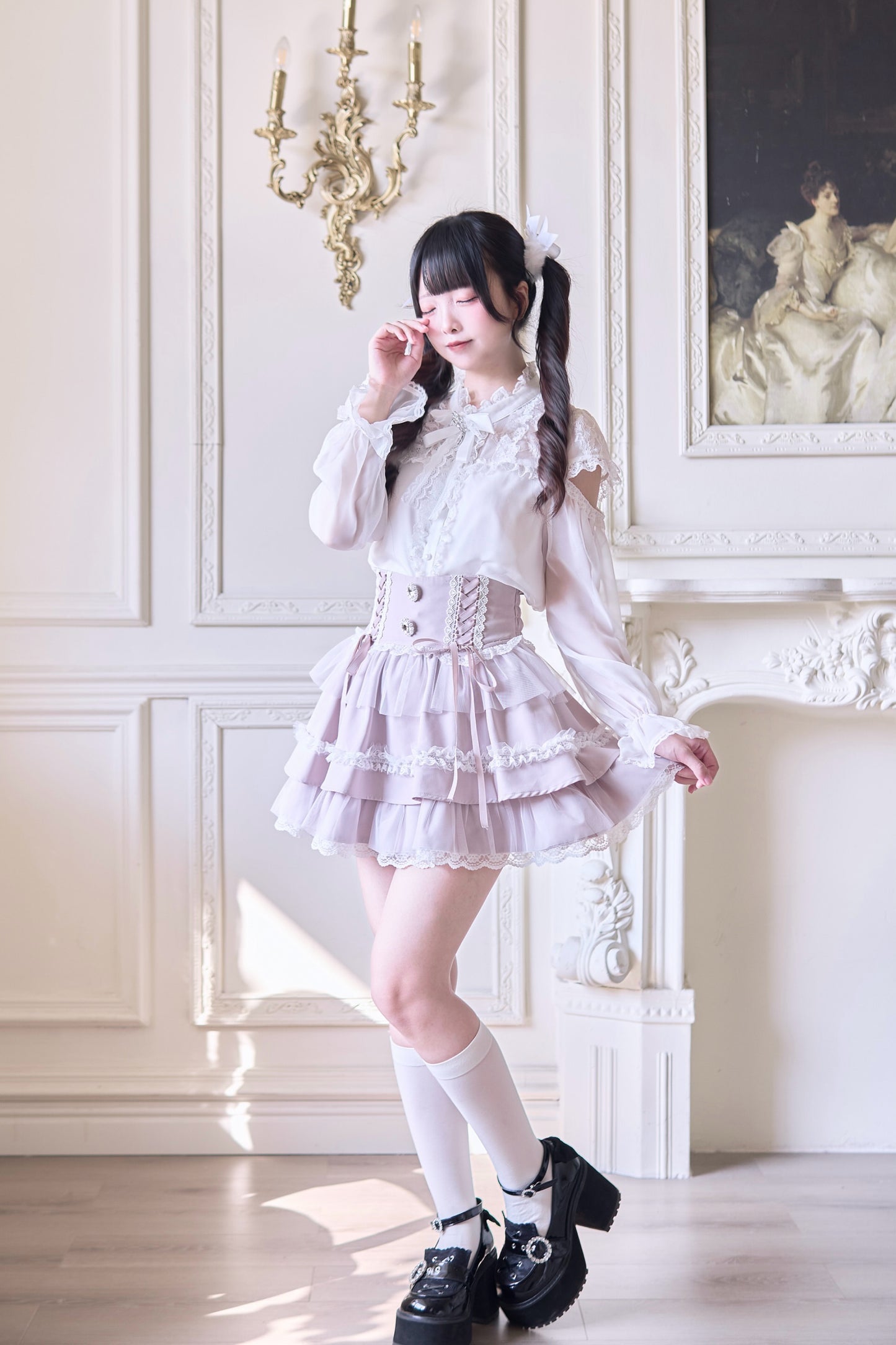チュールフレアースカート　