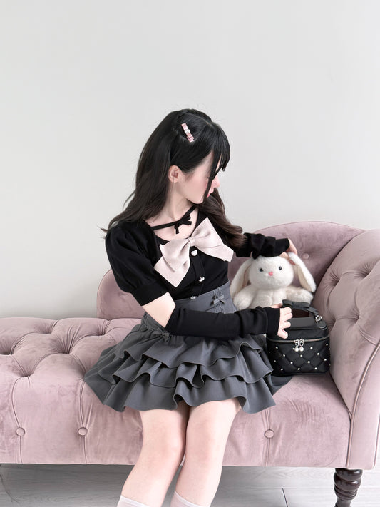 3-tiered lace ribbon skirt