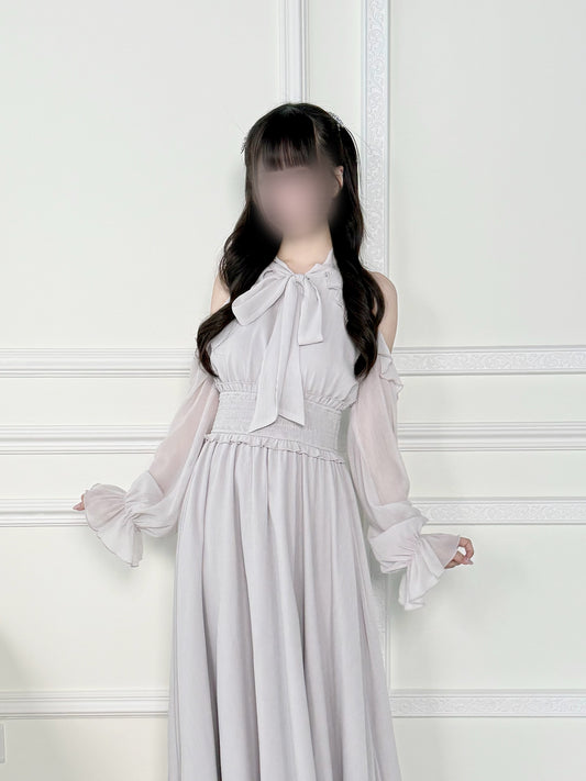 Long ruffle off-the-shoulder dress