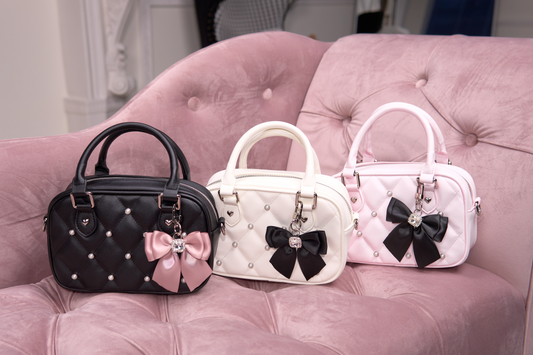 Pearl Quilted Ribbon Shoulder Bag