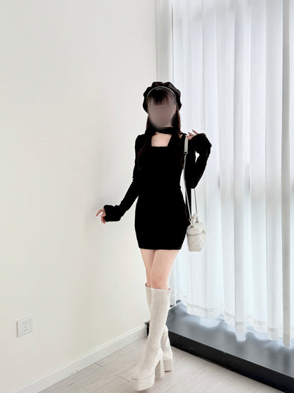マフラー付きファーカットワンピ