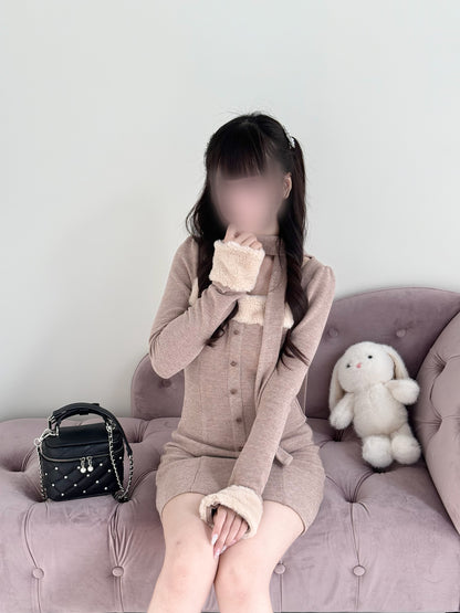 マフラー付きファーカットワンピ