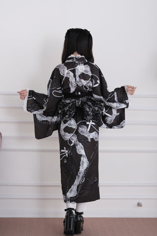 レースミックスブラック浴衣（ロング／ミニ）