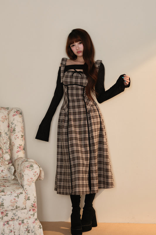 チェックキャミワンピースxボレロセット