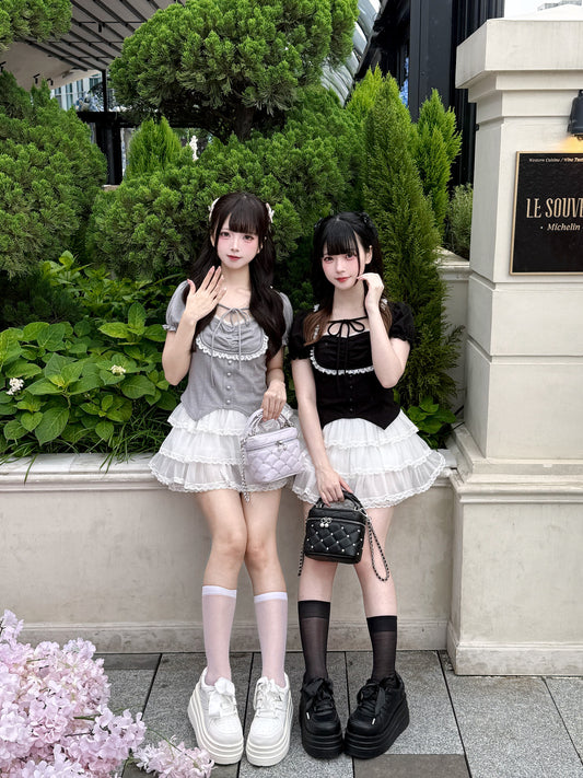 3段ティアードチュールスカート