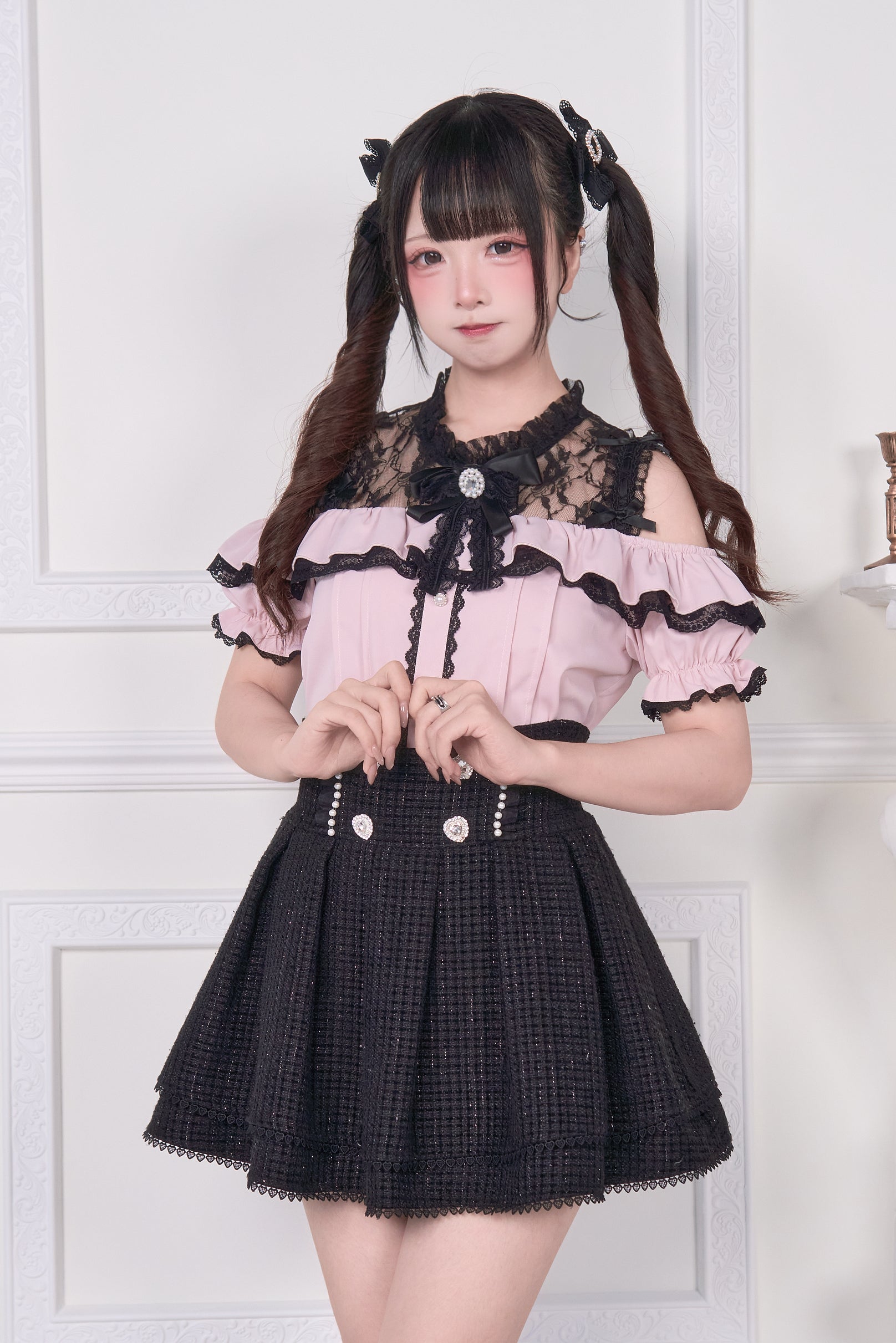 レースアップ肩あき半袖ブラウス – NoGenki