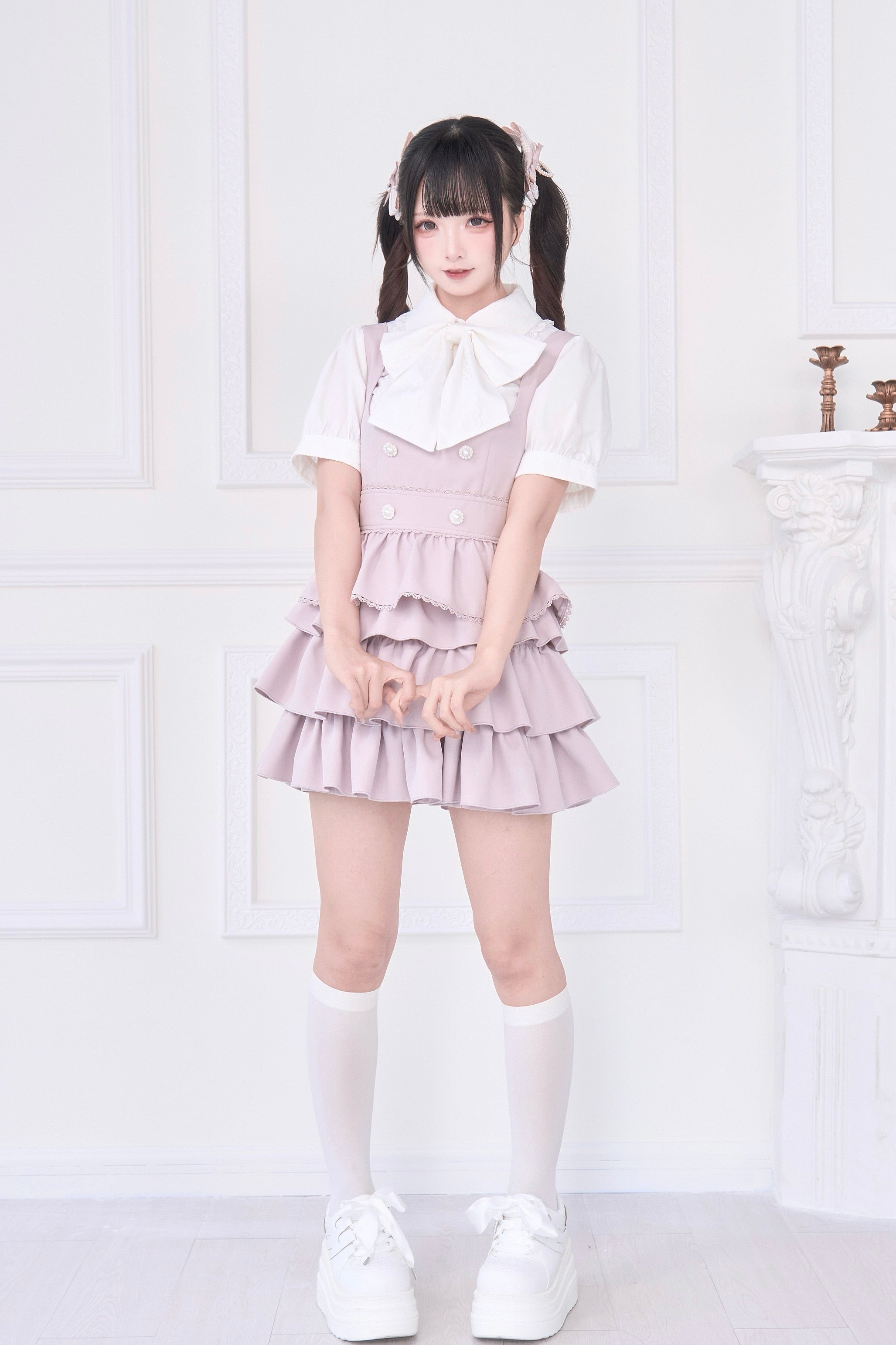 2WAYサロペットスカート&リボンブローチブラウス – NoGenki