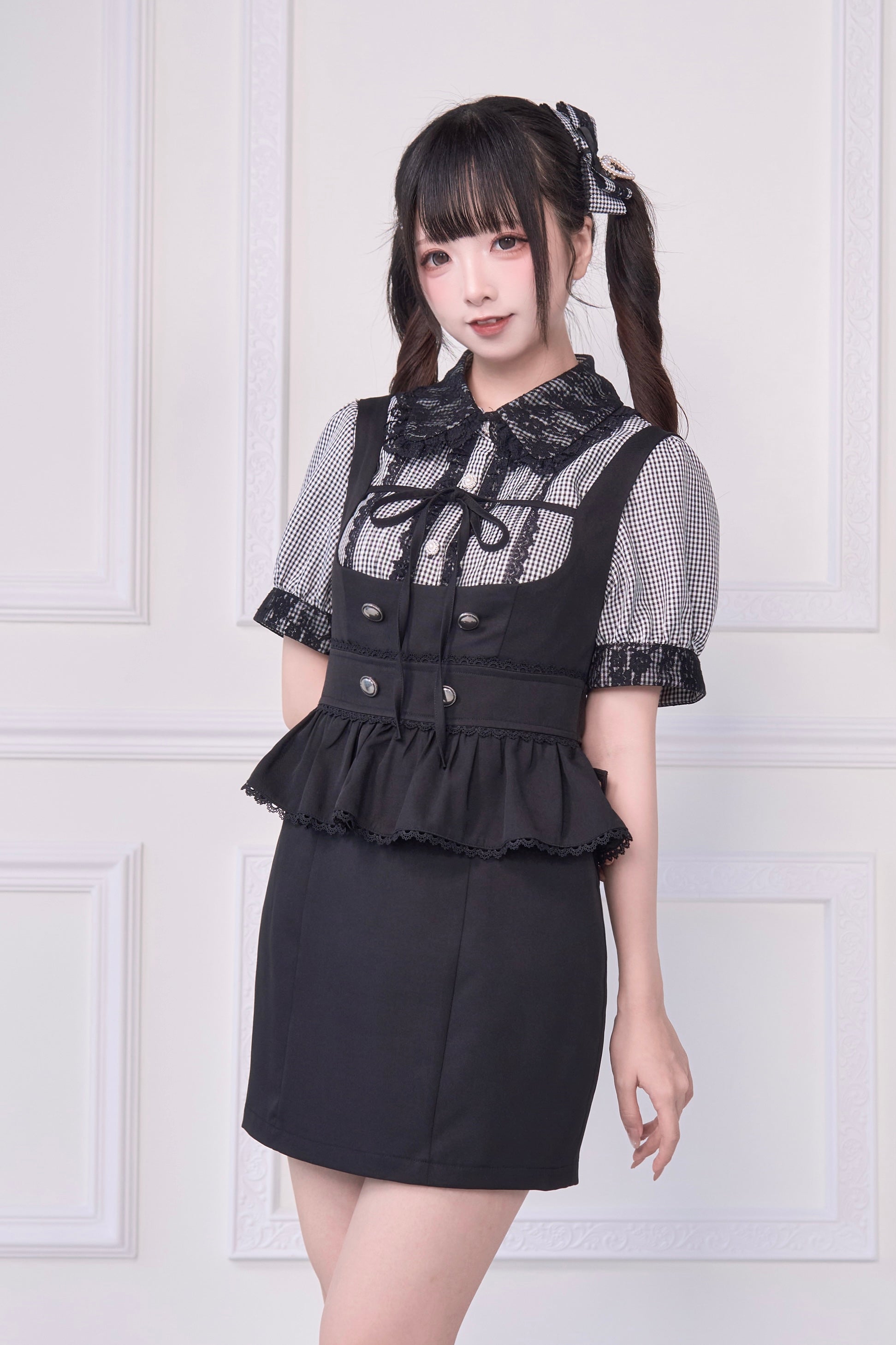 希少 gasa* ガサ サロペットスカート 2WAYサロペットスカート&リボンブローチブラウス – NoGenki
