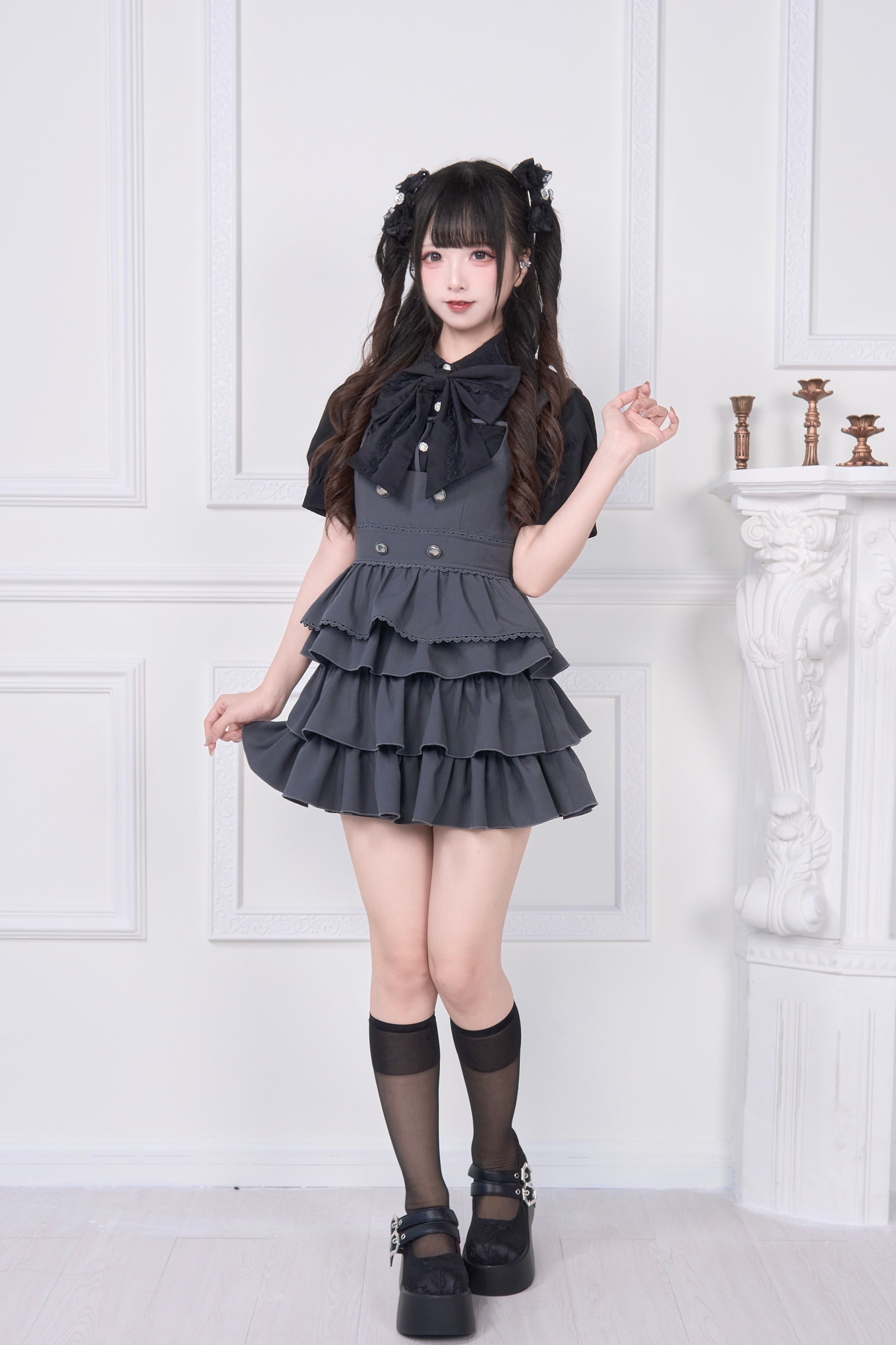 2WAYサロペットスカート&リボンブローチブラウス – NoGenki