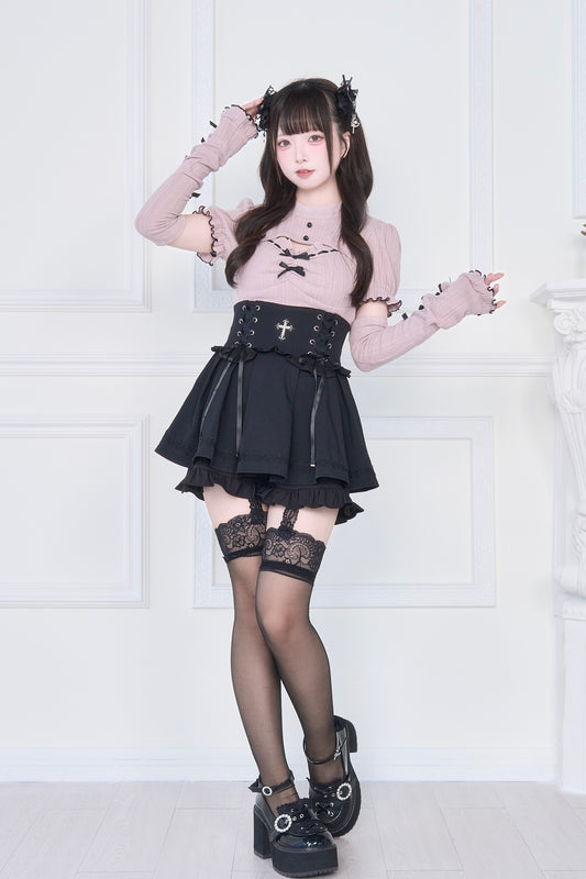 Ribbon cut top x cross corset skirt